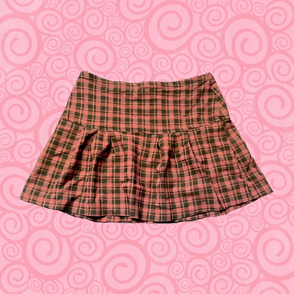 V&X Red Plad Pleaded Mini Skirt